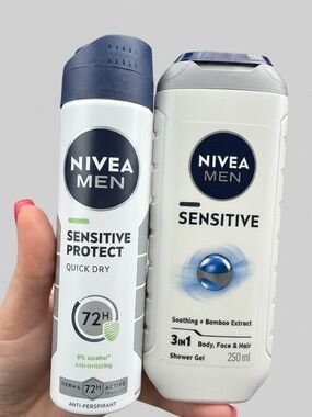Sensitive Body Shower Gel and Quick Dry Antiperspirant Spray Set